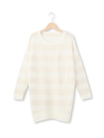 フェザーヤーンボーダーチュニックワンピース/アイボリー(304)