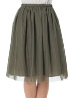 【W】ストライプハードチュールスカート/ホワイト