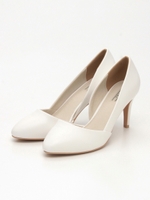アーモンドトゥサイドオープンパンプス/WHITE