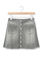 ツイストディテール前開きデニムスカート/ライトグレー(011)