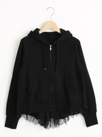 バックシフォンレースパーカー/ブラック