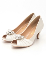 ビジュー取り外しオープントゥパンプス/BL