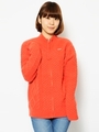 FISHERMAN ZIP-UP SWEATER/オレンジ