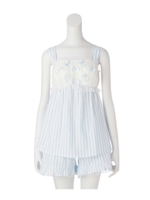 narue(ナルエー) ガーゼストライプリボン ノースリ上下ナイティ/ベビーピンク(171)