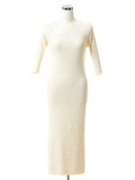 オフショルリブニットワンピース/グリーン