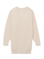 カシミア混Vネックロングニットプルオーバー/GRY