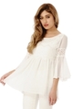 レース×シフォンギャザーチュニック/WHITE