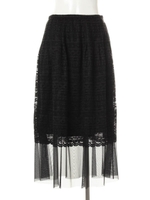 レースレイヤードスリット入りロングスカート/ホワイト