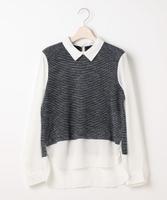 異素材切り替えレイヤード風ブラウス