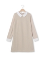 起毛ツィード衿付きワンピ-ス/ベージュ(052)