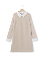 起毛ツィード衿付きワンピ-ス/ベージュ(052)