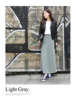 バックスリットニットフレアマキシスカート/ライトグレー