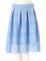 レースミディ丈フレアスカート/サックス