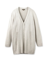 麻混ロングニットカーディガン/グレー(012)