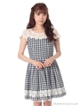 ギンガムチェックレースワンピース/コン