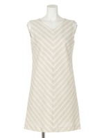 バイアスストライプサックワンピース/ベージュ