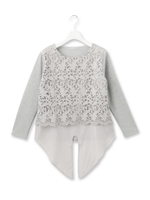 フロントレース×リボン結びプルオーバー/グレー(012)