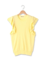 袖フリルニットプルオーバー/レモンイエロー(031)