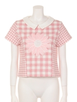 FLUFFY FLOWER TOPS/PINK×OFF WHITE