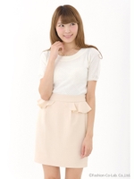 バックリボンフリルコクーンスカート/ピンク