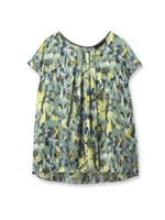 [L]ハーモニーペイントブラウス/グリーン(122)