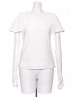 【2ndline】半袖フリル脇スリットトップス/ホワイト