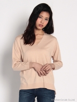 シルク混Vネックニット/オフホワイト