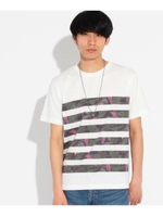 ボタニカルボーダーTシャツ/ブルー系(394)