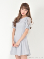 リボンスリーブワンピース/ベージュ