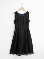 縦レースノースリワンピ/ブラック