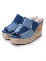 【abcdevol】リメイク風デニムサボサンダル/ネイビーデニムコンビ