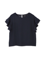 ジョーゼットフリル袖ブラウス/ネイビー(120)