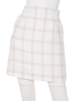 スカラップポケ口チェック柄スカート/ブルー