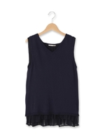 強撚ニット+シフォンプリーツタンクSET/オフホワイト(003)