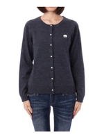 白くま刺しゅうクルーネックニットカーディガン/ネイビー系(093)