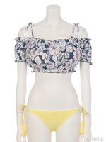 [shorekulani]パフスリーブフラワービキニ/ネイビー