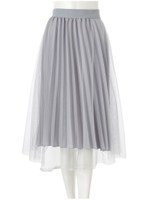 チュールドッキングプリーツスカート/ライトグレー
