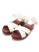 レザー調クロスサンダル/ダークブラウン(043)