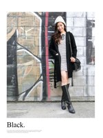 ロング丈ビッグフードニットガウンカーディガン/グレー