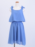 肩リボンフレアワンピース/オレンジ