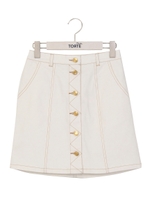 前ボタンスカート/ホワイト