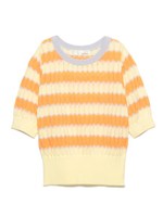 配色ボーダーニットトップス/YEL