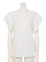 【SEEDS OF CALIFORNIA FOR ROSE BUD】COTTON-SLAB FRILL SLV.TOP/BLACK MID