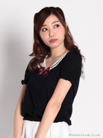 セーラーリボン半袖カットソー/Mホワイト