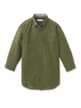 リネン混ミリタリーシャツ/カーキ(027)