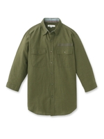 リネン混ミリタリーシャツ/カーキ(027)