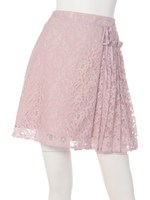 部分プリーツレースAラインスカート/ラベンダー