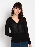 Vネックニットカーディガン/ピンク