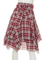 イレギュラーヘムチェックスカート/アカ