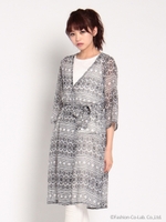 エスニック柄シフォンガウン/シロ